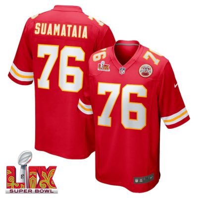 Kingsley Suamataia #76 Kansas City Chiefs Super Bowl LIX Jersey - Men's - Red