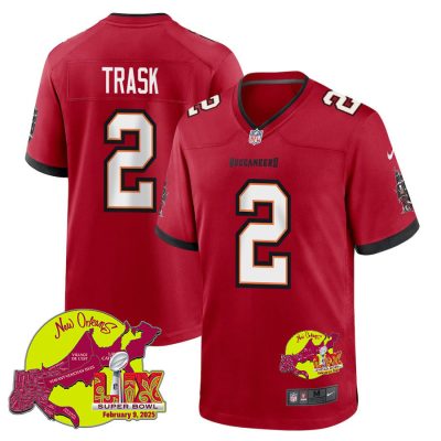 Kyle Trask 2 Tampa Bay Buccaneers Super Bowl LIX New Orleans Patch Game Men Jersey - Red