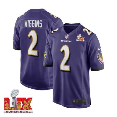 Nate Wiggins #2 Baltimore Ravens Super Bowl LIX Jersey - Men's - Purple