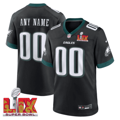 Philadelphia Eagles Super Bowl LIX Patch Alternate Game Men Custom Jersey - Black