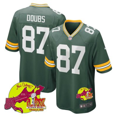 Romeo Doubs 87 Green Bay Packers Super Bowl LIX New Orleans Patch Game Men Jersey - Green