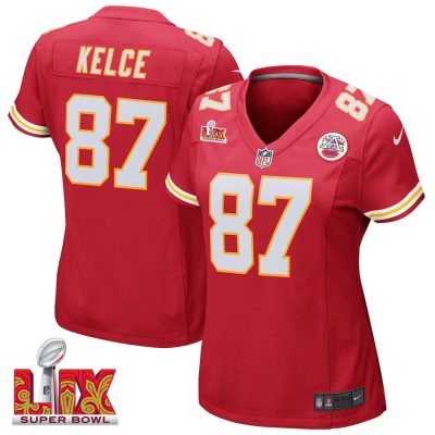 Travis Kelce #87 Kansas City Chiefs Super Bowl LIX Women's Jersey - Red