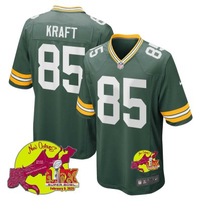 Tucker Kraft 85 Green Bay Packers Super Bowl LIX New Orleans Patch Game Men Jersey - Green