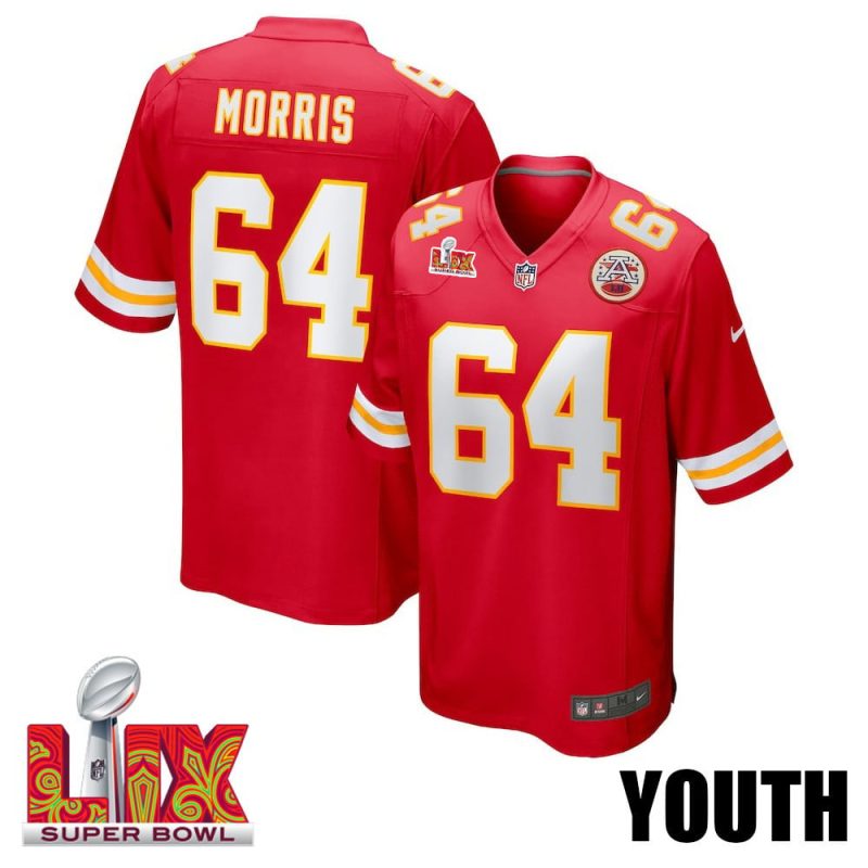 Wanya Morris #64 Kansas City Chiefs Super Bowl LIX Youth Jersey - Red