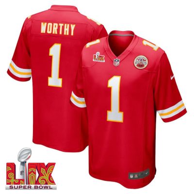 Xavier Worthy #1 Kansas City Chiefs Super Bowl LIX Jersey - Men's - Red