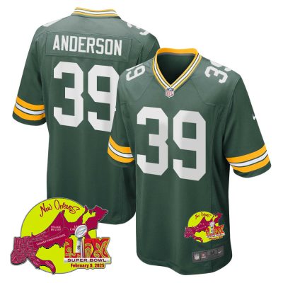 Zayne Anderson 39 Green Bay Packers Super Bowl LIX New Orleans Patch Game Men Jersey - Green