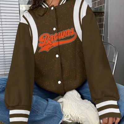 Cleveland Browns National Football League Varsity Jacket Baseball Button Jacket BJA1150