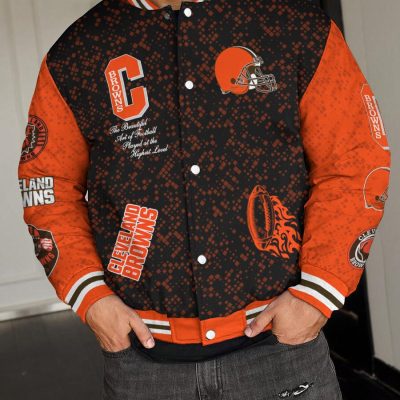 Cleveland Browns National Football League Varsity Jacket Baseball Button Jacket BJA1153