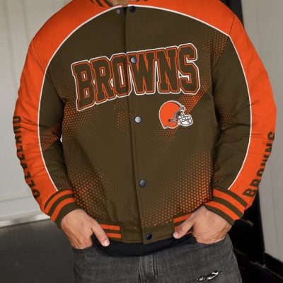 Cleveland Browns National Football League Varsity Jacket Baseball Button Jacket BJA1154