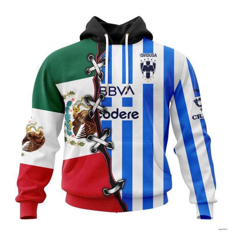 Custom Liga MX C.F. Monterrey Hoodie Special Mix Mexico Flag Soccer