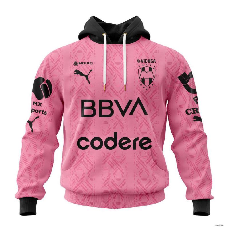 Custom Liga MX C.F. Monterrey Hoodie Special Pink Kits Mexico Soccer