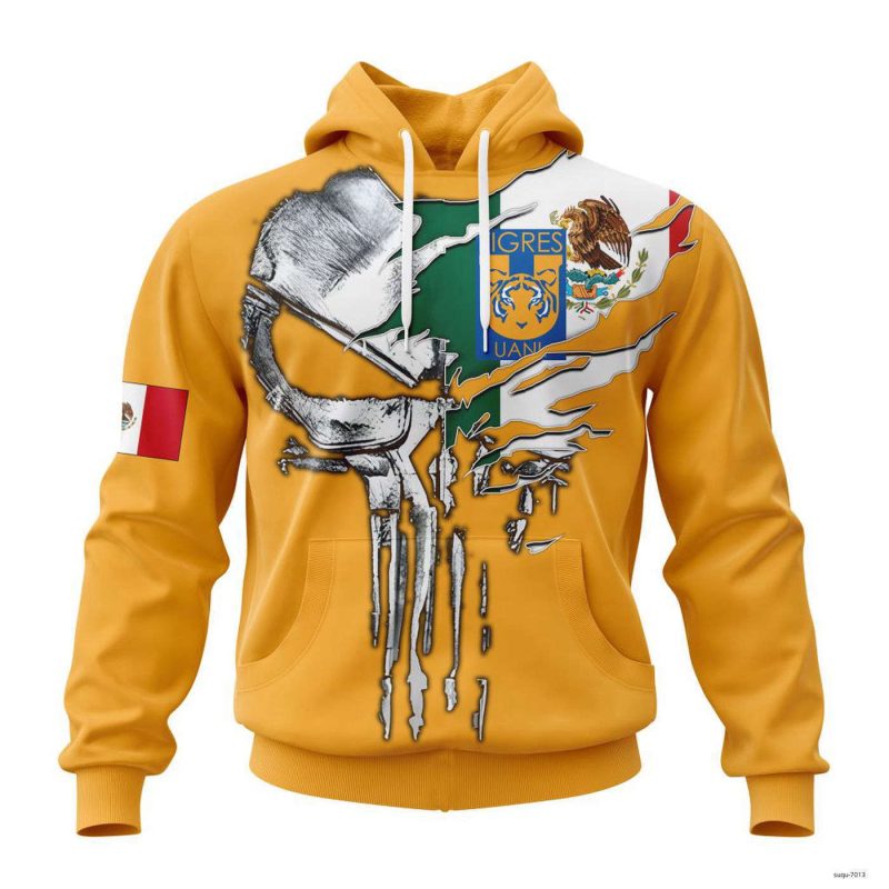Custom Liga MX Tigres Uanl Hoodie Special Skull Design Concept Kits