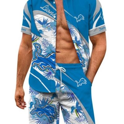 Detroit Lions Combo Hawaiian Shirt and Shorts AHS1062