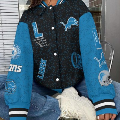Detroit Lions National Football League Varsity Jacket Baseball Button Jacket BJA1216