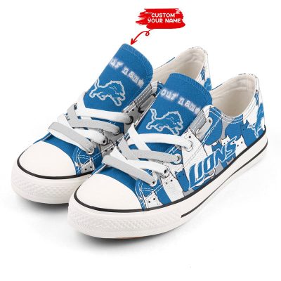 Detroit Lions Personalized Canvas Low Top Shoes Sneakers For Football Fans LSA1002