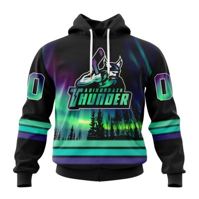 ECHL Adirondack Thunder Design With Northern Lights Unisex Hoodie