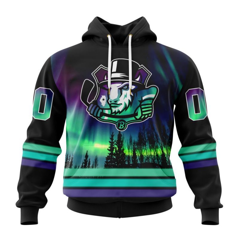 ECHL Bloomington Bison Design With Northern Lights Unisex Hoodie