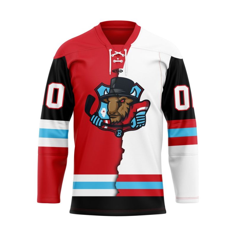 ECHL Bloomington Bison Personalized Mix Design Lace Hockey Jersey