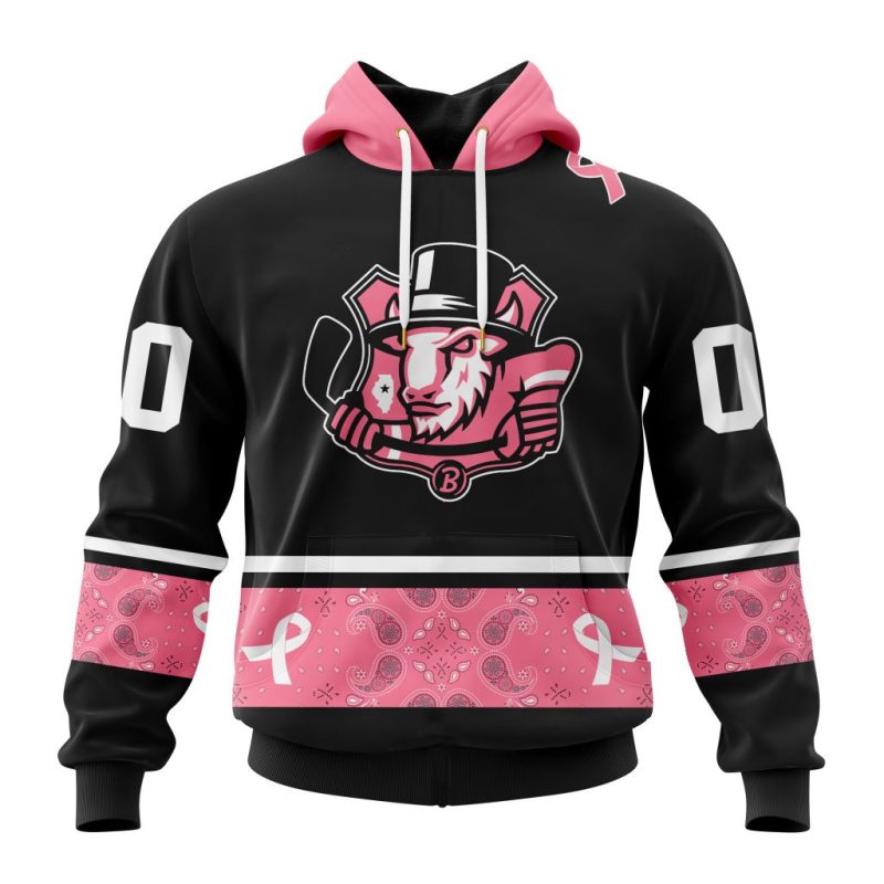 ECHL Bloomington Bison Special Pink Paisley Fights Breast Cancer Design Unisex Hoodie