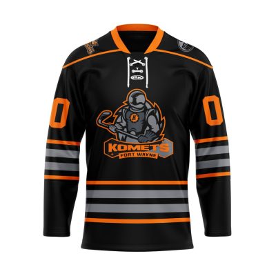 ECHL Fort Wayne Komets Personalized Blackout Lace Hockey Jersey