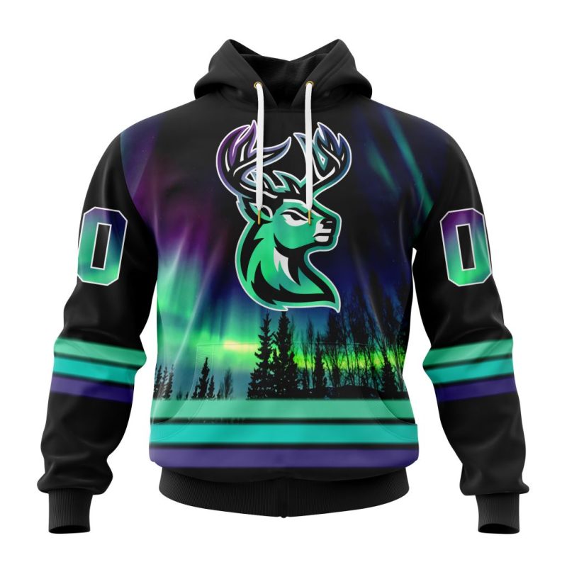 ECHL Iowa Heartlanders Design With Northern Lights Unisex Hoodie