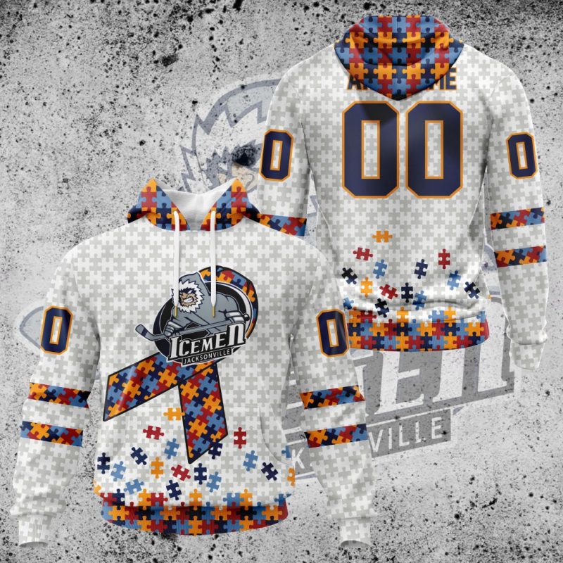 ECHL Jacksonville Icemen Autism Awareness Performance Unisex Hoodie