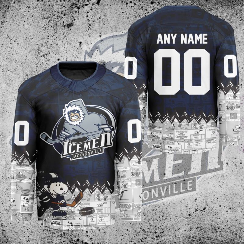ECHL Jacksonville Icemen Peanuts 75th Anniversary Hockey Jersey