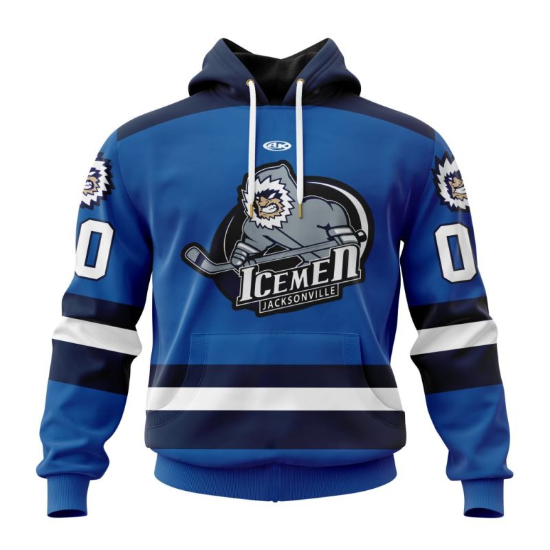 ECHL Jacksonville Icemen Personalized Blue Design Unisex Hoodie
