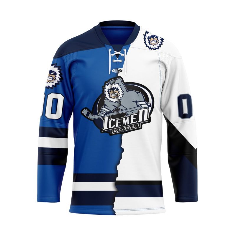 ECHL Jacksonville Icemen Personalized Mix Design Lace Hockey Jersey