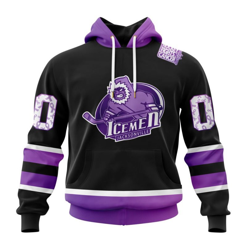 ECHL Jacksonville Icemen Special Hockey Fights Cancer Design Unisex Hoodie