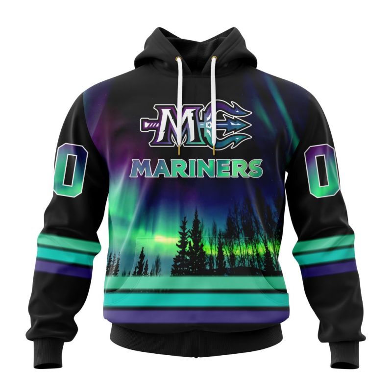 ECHL Maine Mariners Design With Northern Lights Unisex Hoodie
