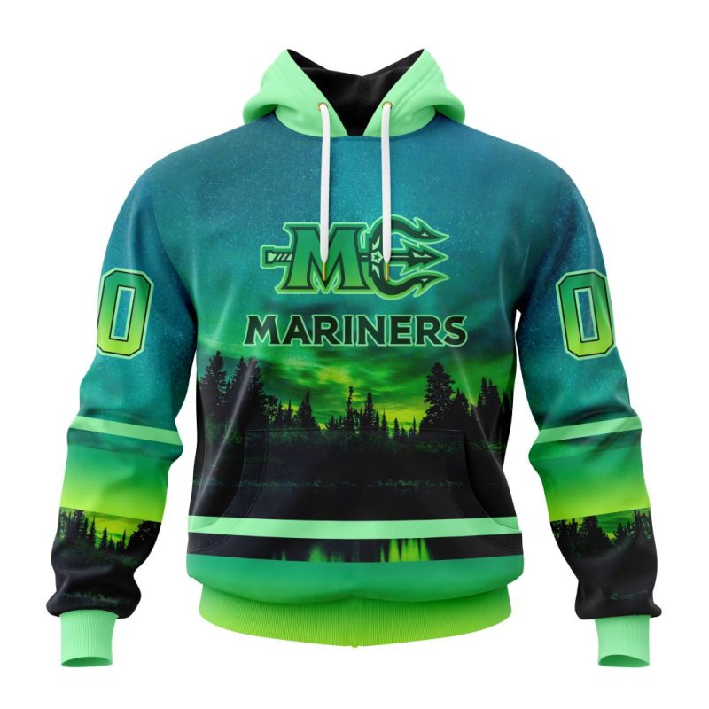ECHL Maine Mariners Design With Northern Lights Unisex Hoodie