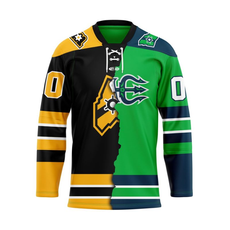 ECHL Maine Mariners Personalized Mix Design Lace Hockey Jersey