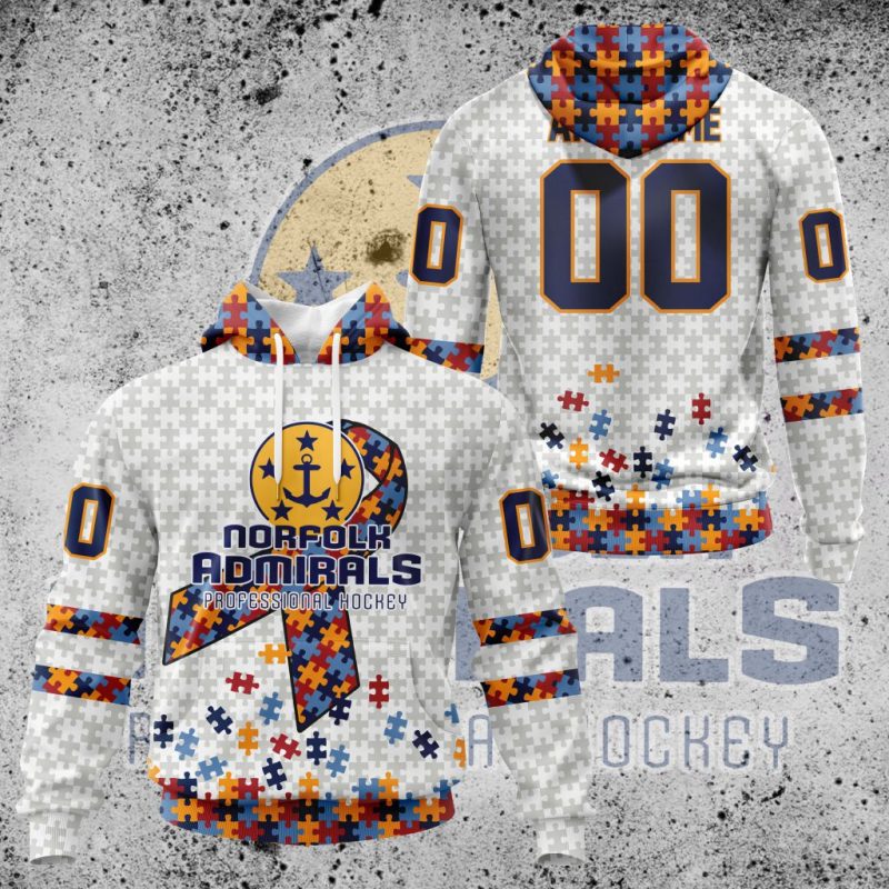 ECHL Norfolk Admirals Autism Awareness Performance Unisex Hoodie
