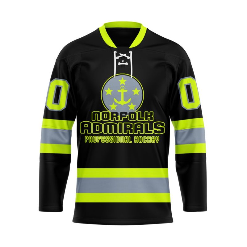 ECHL Norfolk Admirals Special Firefighters Design Lace Hockey Jersey