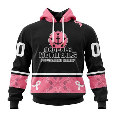 ECHL Norfolk Admirals Special Pink Paisley Fights Breast Cancer Design Unisex Hoodie