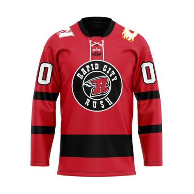 ECHL Rapid City Rush Personalized Red Lace Hockey Jersey