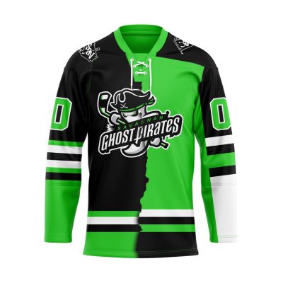 ECHL Savannah Ghost Pirates Personalized Mix Design Lace Hockey Jersey