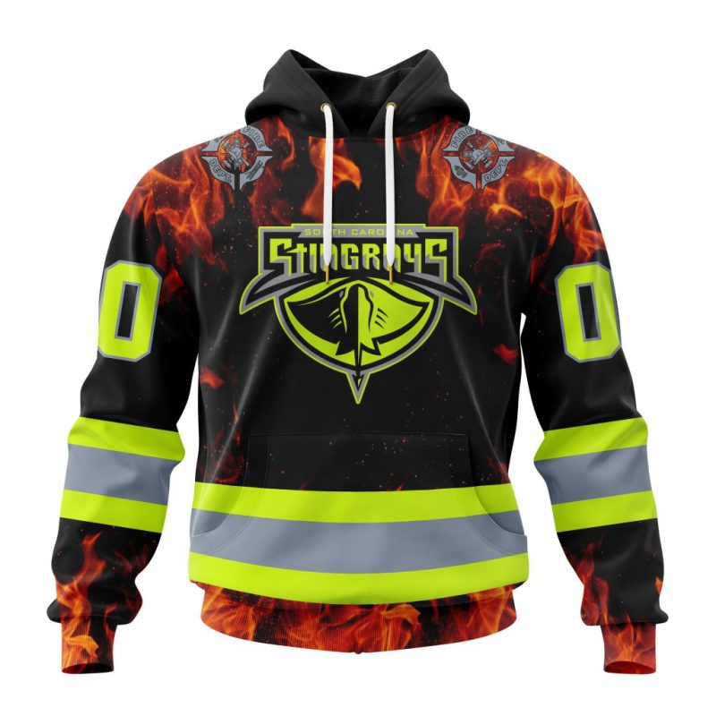ECHL South Carolina Stingrays Design Honoring Firefighters Unisex Hoodie