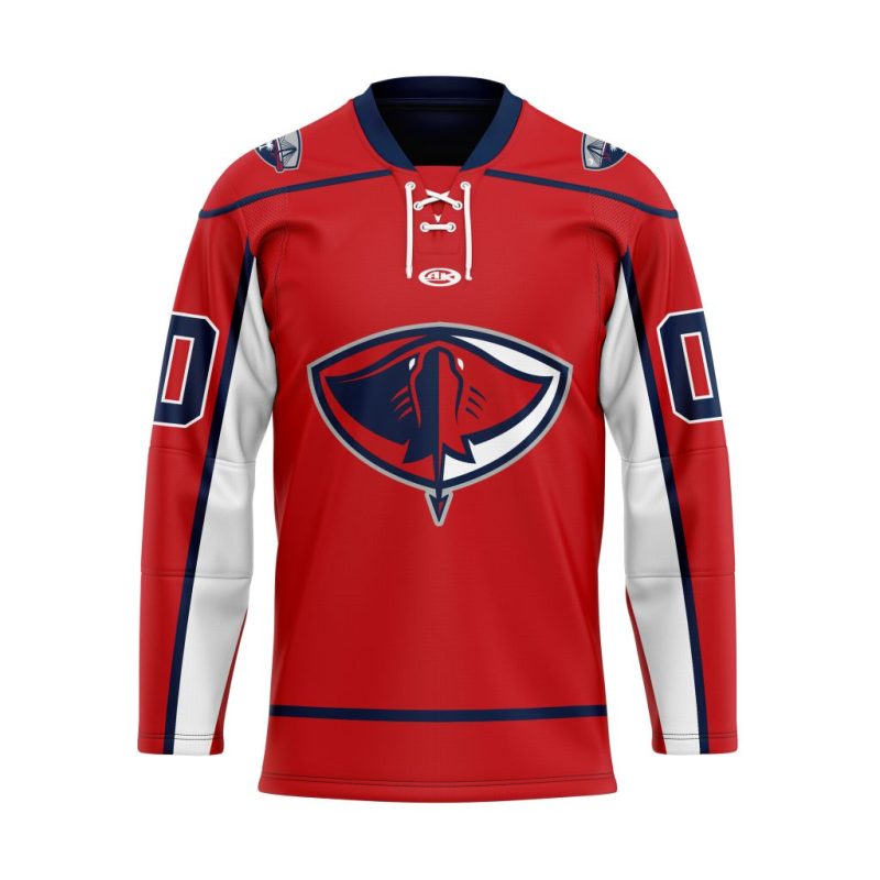 ECHL South Carolina Stingrays Personalized Red Lace Hockey Jersey