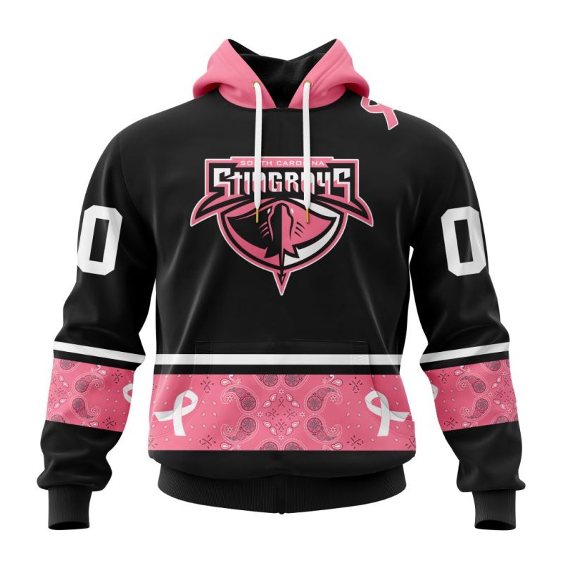 ECHL South Carolina Stingrays Special Pink Paisley Fights Breast Cancer Design Unisex Hoodie