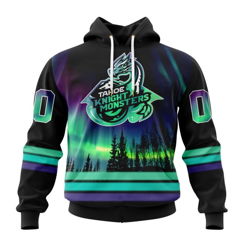 ECHL Tahoe Knight Monsters Design With Northern Lights Unisex Hoodie