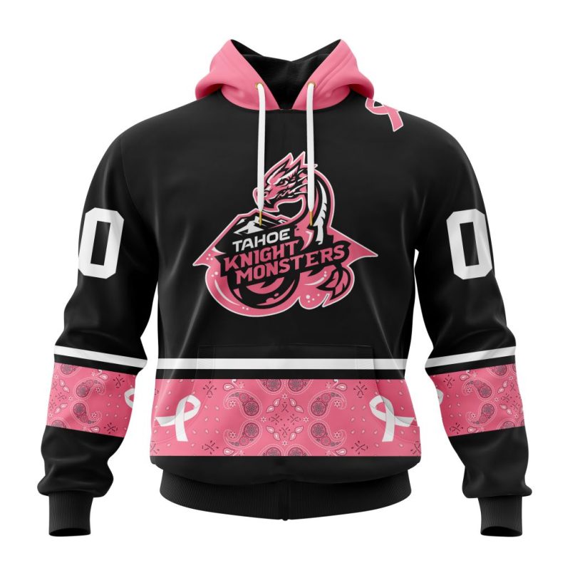 ECHL Tahoe Knight Monsters Special Pink Paisley Fights Breast Cancer Design Unisex Hoodie