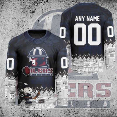 ECHL Tulsa Oilers Peanuts 75th Anniversary Hockey Jersey