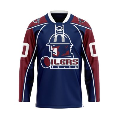 ECHL Tulsa Oilers Personalized Navy Lace Hockey Jersey