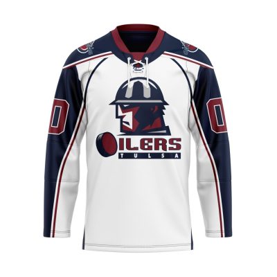 ECHL Tulsa Oilers Personalized White Lace Hockey Jersey
