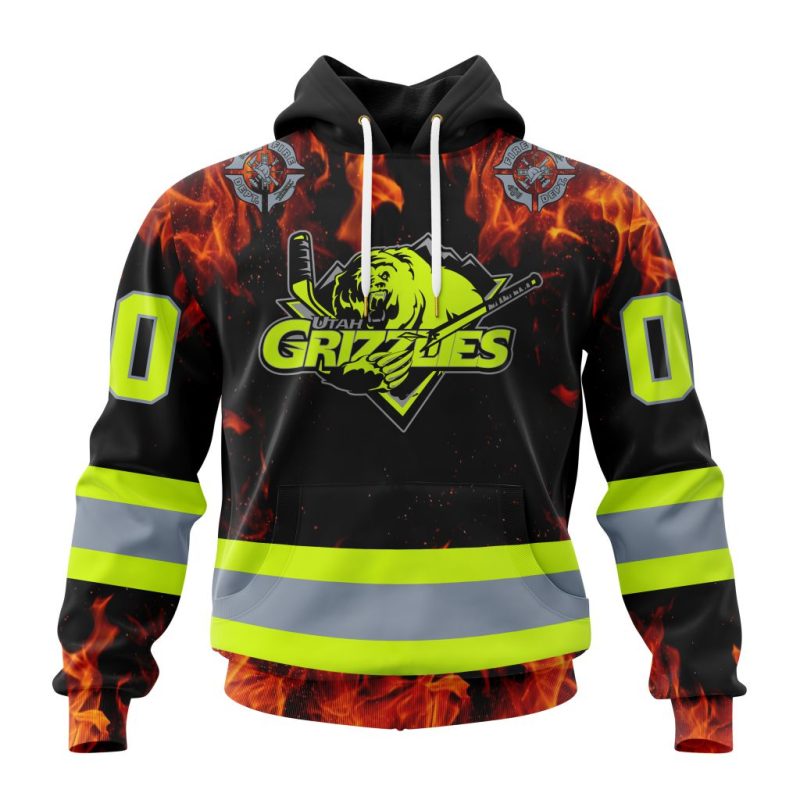 ECHL Utah Grizzlies Design Honoring Firefighters Unisex Hoodie