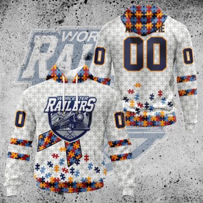 ECHL Worcester Railers Autism Awareness Performance Unisex Hoodie