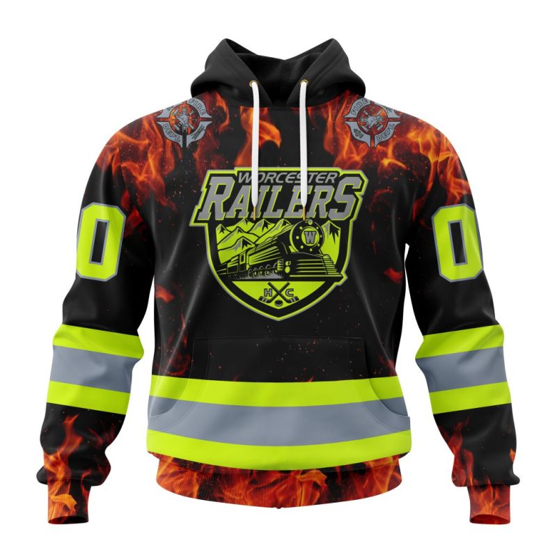 ECHL Worcester Railers Design Honoring Firefighters Unisex Hoodie