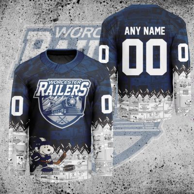 ECHL Worcester Railers Peanuts 75th Anniversary Hockey Jersey